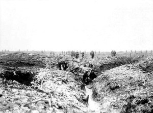 Vimy Ridge in 1917.... door alle bombardementen is er geen groen meer over