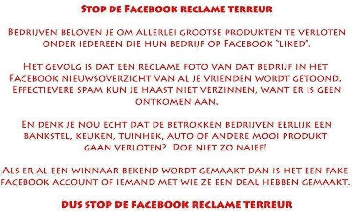 Protest tegen reclame terreur op Facebook